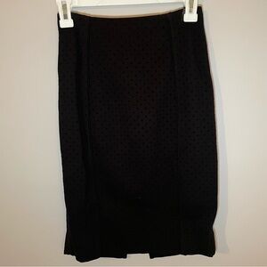 Ponte Knit Black Pencil Skirt with Black Polka Dots